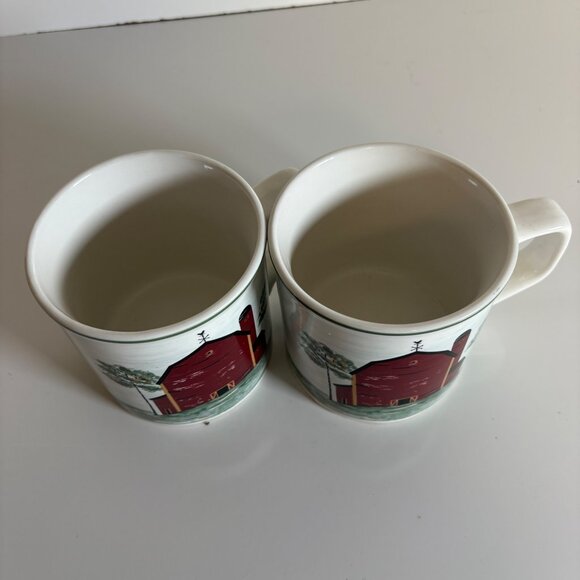 Tenshan Stoneware Prairie Farmhouse Barn Coffee Mugs Ceramic Set Of 2 Country - Picture 3 of 5
